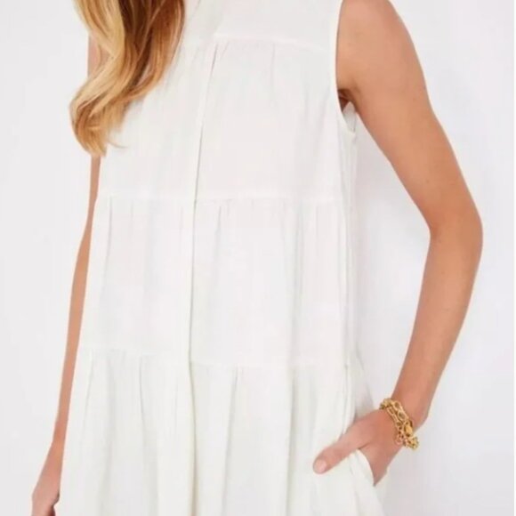POMANDER PLACE Tuckernuck White Sleeveless Carmen Maxi Dress w Pockets L NWT - Picture 15 of 16